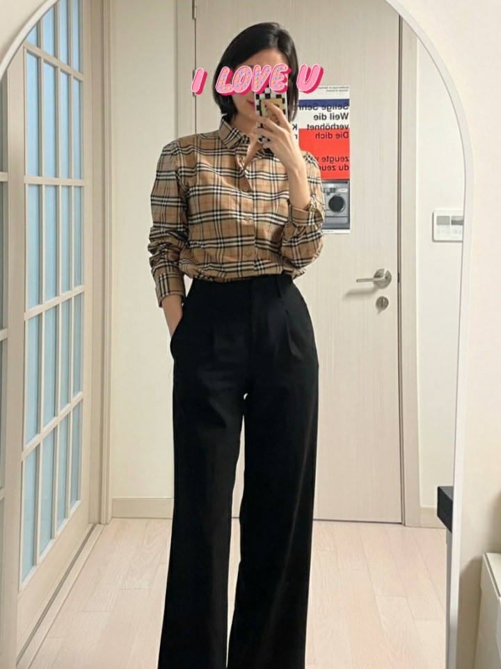 버** 체크셔츠
