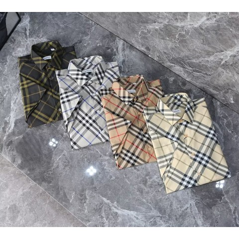 버** 체크 반팔 셔츠