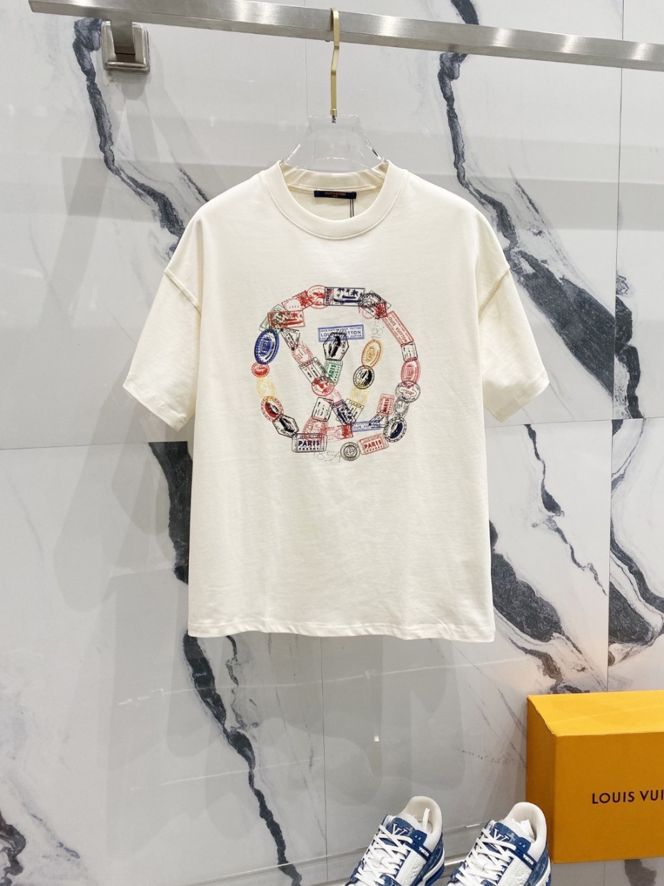 루*** 스템프 프린팅 라운드 반팔티