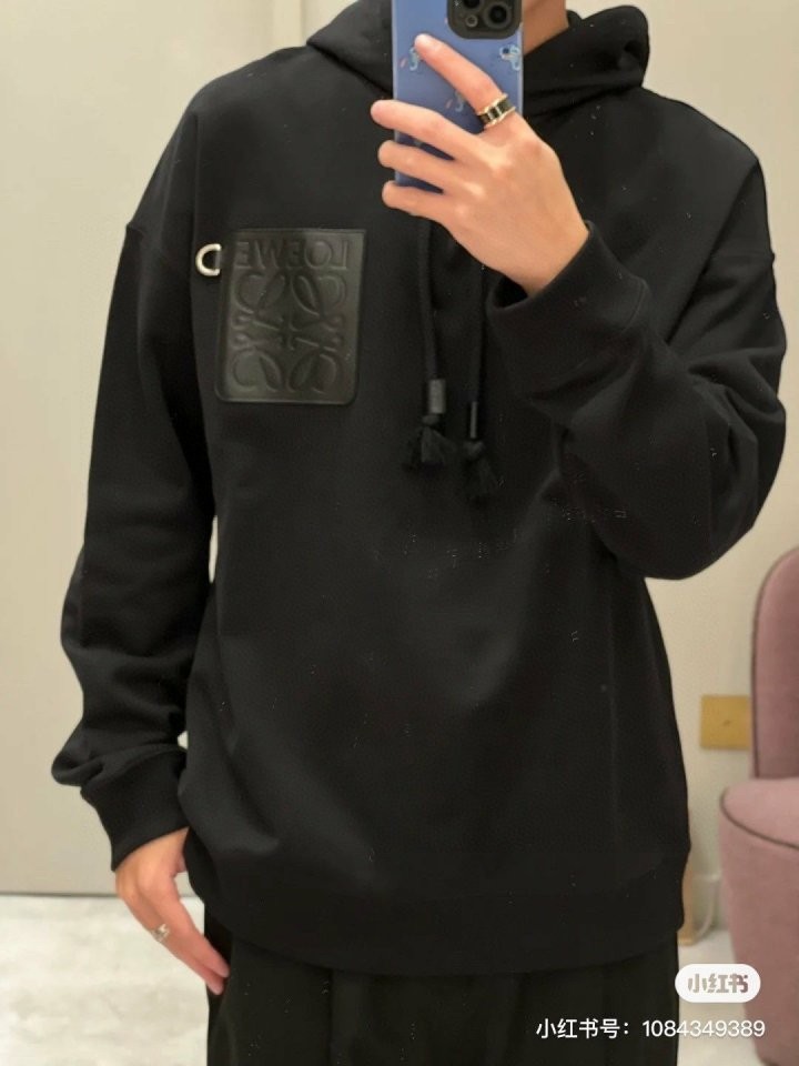 로** 가죽패치 후드티